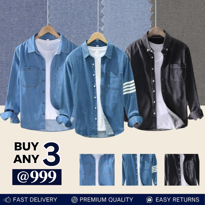 Casual Denim Shirt For Men (Pack of 3)