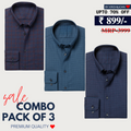 Office Essentials: 3-Pack Premium Cotton Formal Shirts – Tailored Fit, Full Sleeves & Pockets ( FS-158)