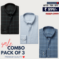 Office Essentials: 3-Pack Premium Cotton Formal Shirts – Tailored Fit, Full Sleeves & Pockets ( FS-160)