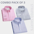 Premium Full Sleeves Striped Shirt 100% High Quality Combo Pack Of 3