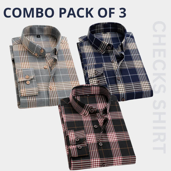 Men’s Premium Check Shirt High Quality Combo Pack of 3