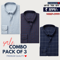 Office Essentials: 3-Pack Premium Cotton Formal Shirts – Tailored Fit, Full Sleeves & Pockets ( FS-161)