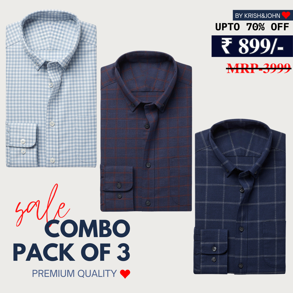 Office Essentials: 3-Pack Premium Cotton Formal Shirts – Tailored Fit, Full Sleeves & Pockets ( FS-161)