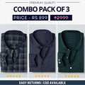Combo Pack of 3 Men’s Formal Shirts – Stylish & Versatile Collection