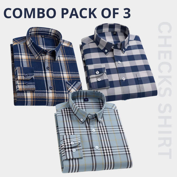 Men’s Premium Check Shirt High Quality Combo Pack of 3