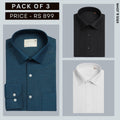 Shirt Happens: 3-Pack Men’s Stylish Formal Shirts – 100% Cotton, Full Sleeves with Pockets (FS-81)