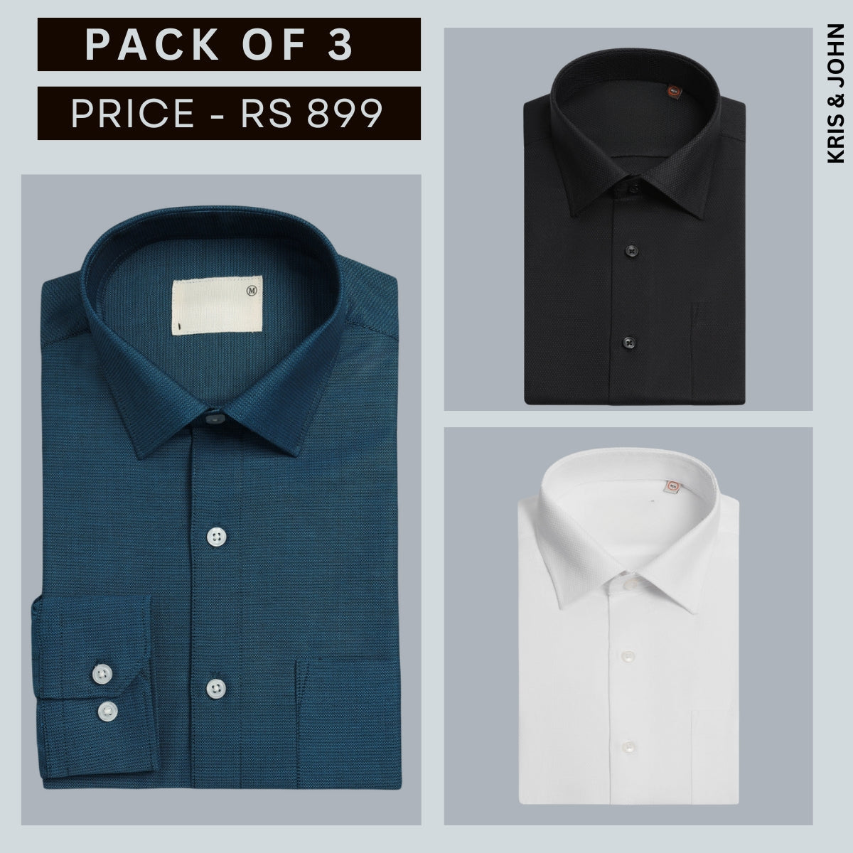 Shirt Happens: 3-Pack Men’s Stylish Formal Shirts – 100% Cotton, Full Sleeves with Pockets (FS-81)