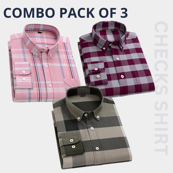 Men’s Premium Check Shirt High Quality Combo Pack of 3