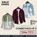 Combo Pack 3 Sets of Men’s Casual Cotton Shirt
