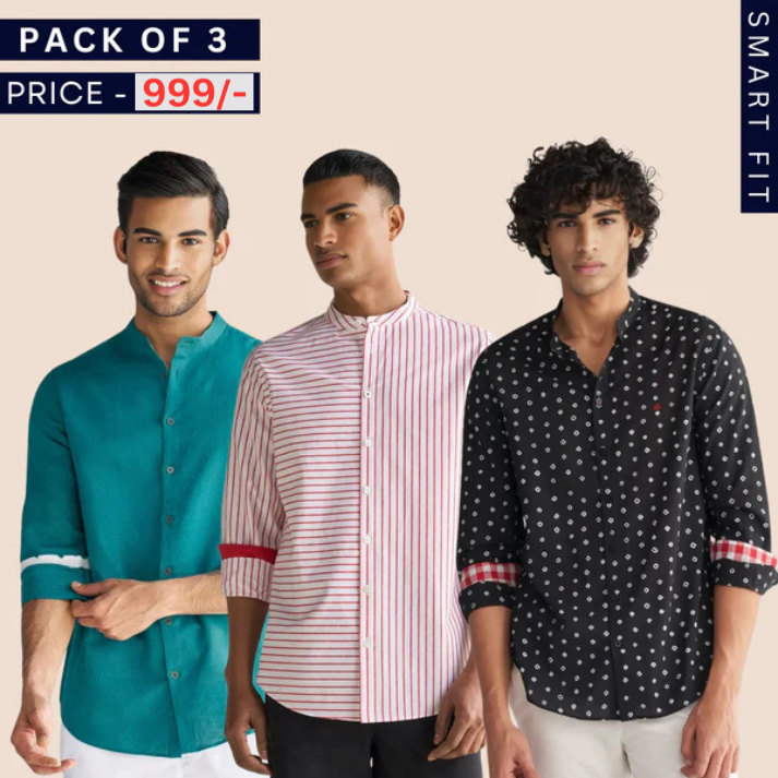 Stylish Branded Casual Shirts with Full Sleeves and Chinese Collar