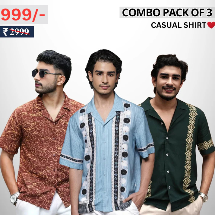 Pack Of 3 Trendy Half Sleeve Shirts – Men’s Casual Wear