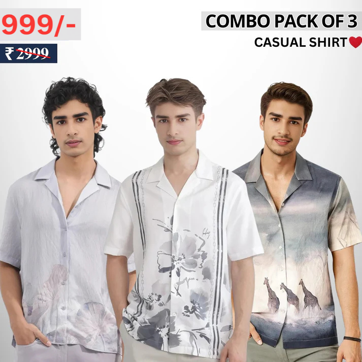 Pack Of 3 Trendy Half Sleeve Shirts – Men’s Casual Wear