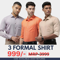 Combo Pack of 3 Men’s Formal Shirts – Stylish & Versatile Collection
