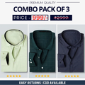 Combo Pack of 3 Men’s Formal Shirts – Stylish & Versatile Collection