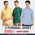 Combo Pack of 3 Men’s Formal Shirts – Stylish & Versatile Collection