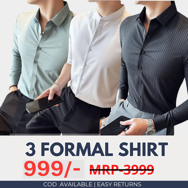 Combo Pack of 3 Men’s Formal Shirts – Stylish & Versatile Collection