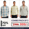 (Combo Pack of 3) Men’s Stylish Branded Shirt | High Quality Cotton Fabric | Full Sleeve