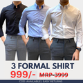 Combo Pack of 3 Men’s Formal Shirts – Stylish & Versatile Collection