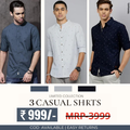 Stylish Branded Casual Shirts with Full Sleeves and Chinese Collar