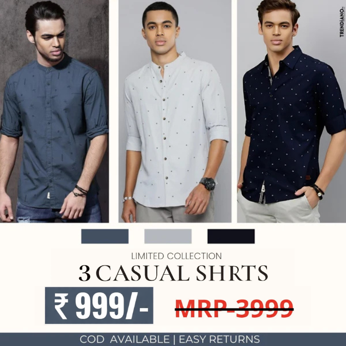 Stylish Branded Casual Shirts with Full Sleeves and Chinese Collar