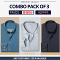 Combo Pack of 3 Men’s Formal Shirts – Stylish & Versatile Collection