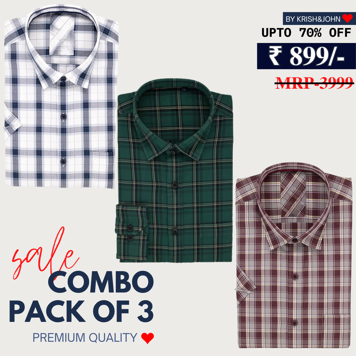 Office Essentials: 3-Pack Premium Cotton Formal Shirts – Tailored Fit, Full Sleeves & Pockets ( FS-167)