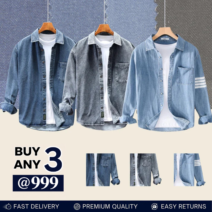Casual Denim Shirt For Men (Pack of 3)