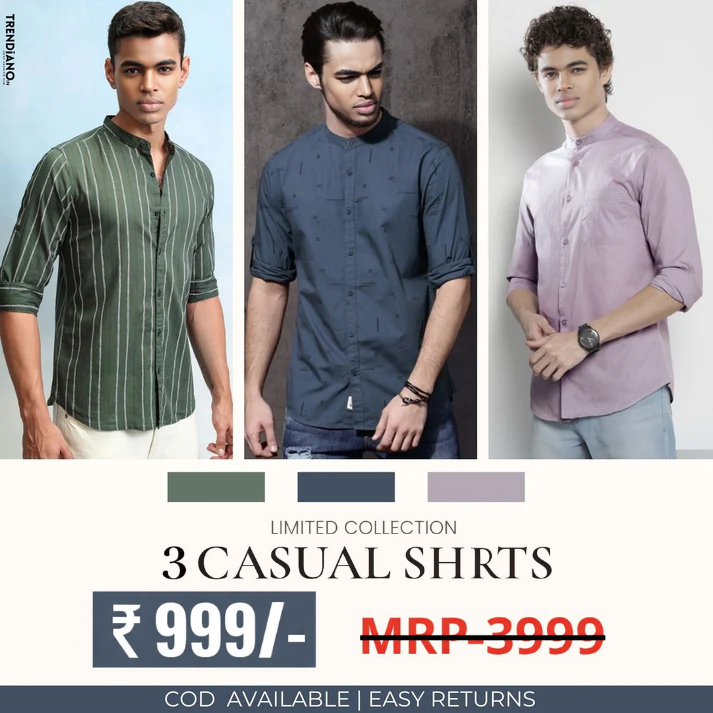 Stylish Branded Casual Shirts with Full Sleeves and Chinese Collar