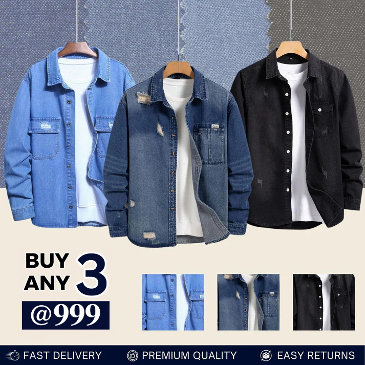 Casual Denim Shirt For Men (Pack of 3)