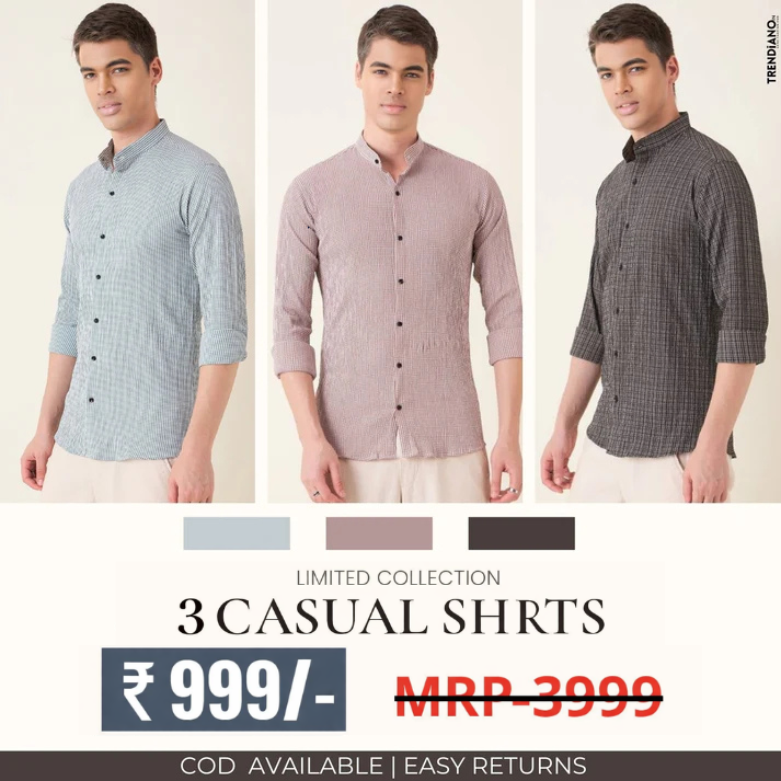 Stylish Branded Casual Shirts with Full Sleeves and Chinese Collar