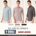 Stylish Branded Casual Shirts with Full Sleeves and Chinese Collar