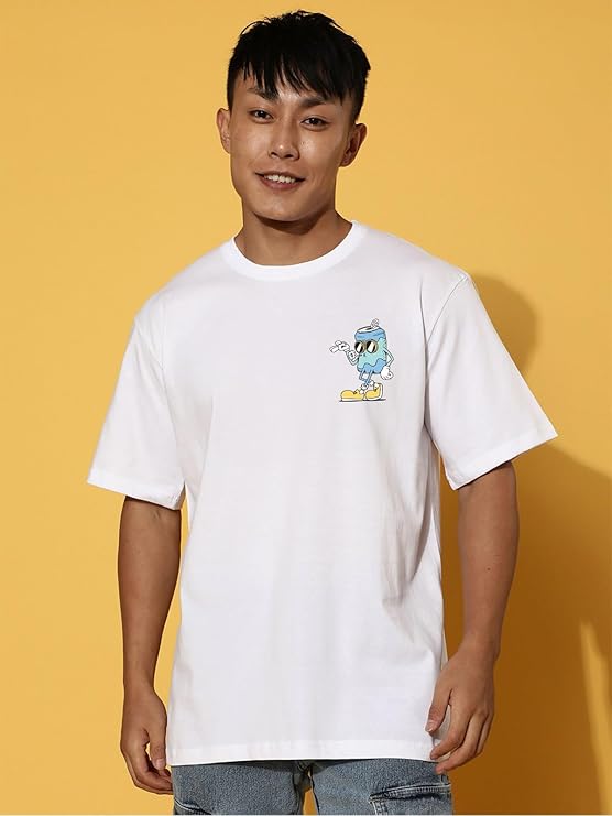 Combo Pack Of 3 -100% Pure Cotton Oversized Baggy Fit Half Sleeve Printed Round Neck Multicolor Drop Shoulder T-Shirt for Men & Boys