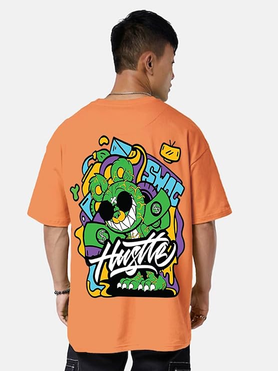 Combo Pack Of 3 -100% Pure Cotton Oversized Baggy Fit Half Sleeve Printed Round Neck Multicolor Drop Shoulder T-Shirt for Men & Boys