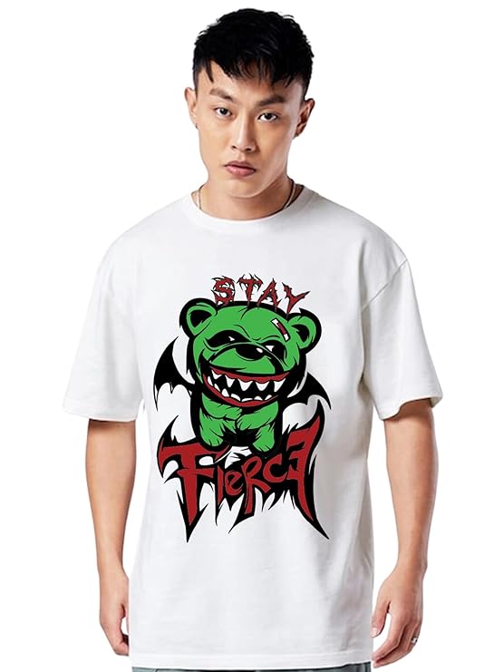 Combo Pack Of 3 -100% Pure Cotton Oversized Baggy Fit Half Sleeve Printed Round Neck Multicolor Drop Shoulder T-Shirt for Men & Boys