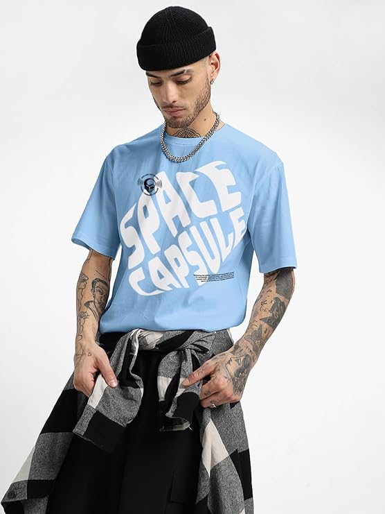 Combo Pack Of 3 -100% Pure Cotton Oversized Baggy Fit Half Sleeve Printed Round Neck Multicolor Drop Shoulder T-Shirt for Men & Boys