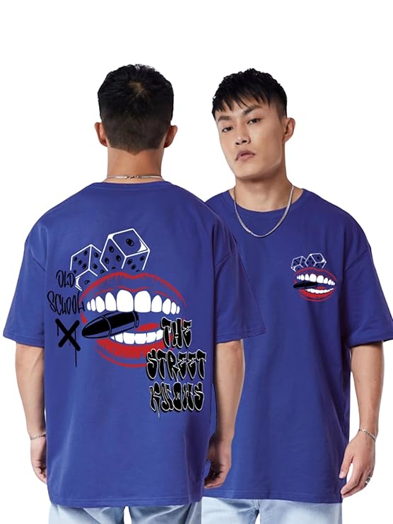 Combo Pack Of 3 -100% Pure Cotton Oversized Baggy Fit Half Sleeve Printed Round Neck Multicolor Drop Shoulder T-Shirt for Men & Boys