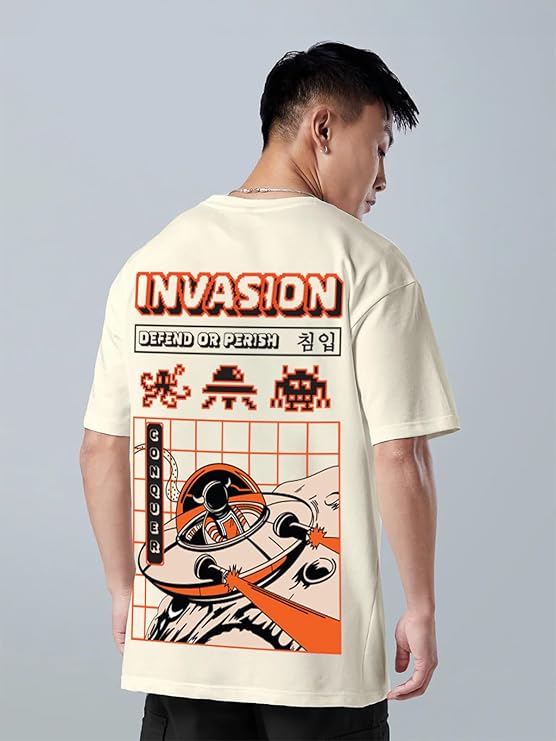 Combo Pack Of 3 -100% Pure Cotton Oversized Baggy Fit Half Sleeve Printed Round Neck Multicolor Drop Shoulder T-Shirt for Men & Boys