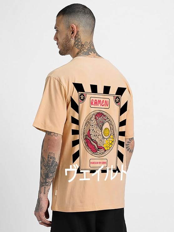 Combo Pack Of 3 -100% Pure Cotton Oversized Baggy Fit Half Sleeve Printed Round Neck Multicolor Drop Shoulder T-Shirt for Men & Boys