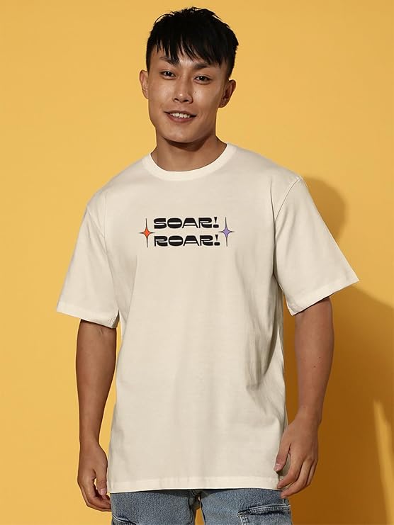 Combo Pack Of 3 -100% Pure Cotton Oversized Baggy Fit Half Sleeve Printed Round Neck Multicolor Drop Shoulder T-Shirt for Men & Boys