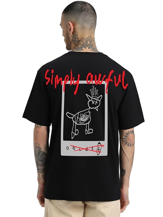 Combo Pack Of 3 -100% Pure Cotton Oversized Baggy Fit Half Sleeve Printed Round Neck Multicolor Drop Shoulder T-Shirt for Men & Boys