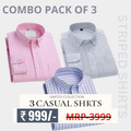 Premium Full Sleeves Striped Shirt 100% High Quality Combo Pack Of 3