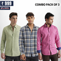 (Combo Pack of 3) Men’s Stylish Branded Shirt | High Quality Cotton Fabric | Full Sleeve
